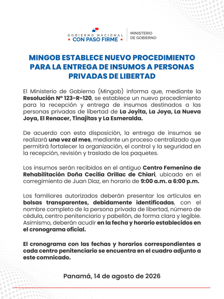 Comunicado Oficial insumos página 1